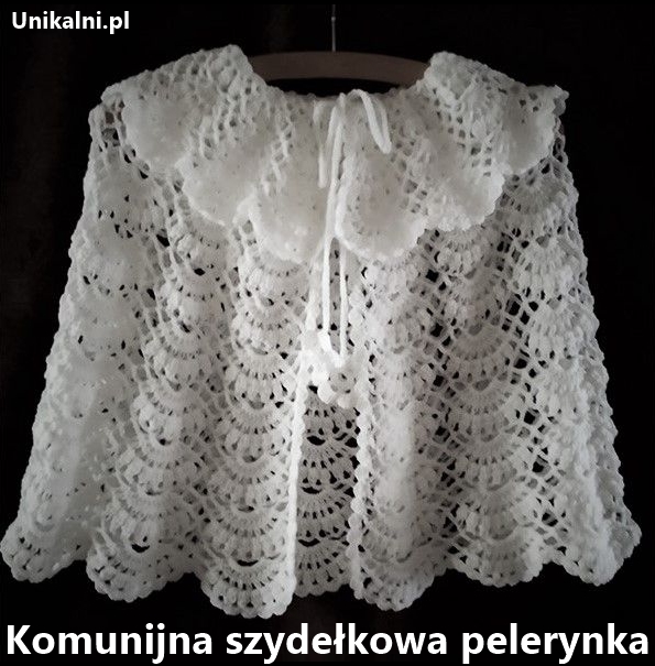 Komunijna szydelkowa pelerynka unikalni pl