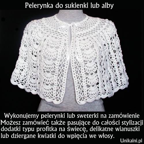 pelerynka recznie robiona do alby sukienki komunijnej unikalni pl