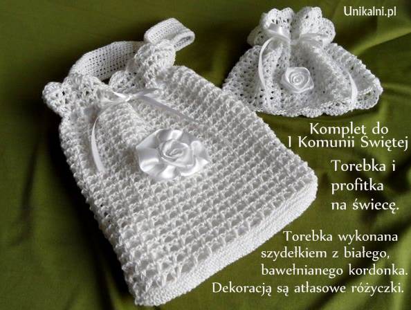 torebka biala i profitka komplet do sukienki alby pierwsza komunia recznie robione pamiatki