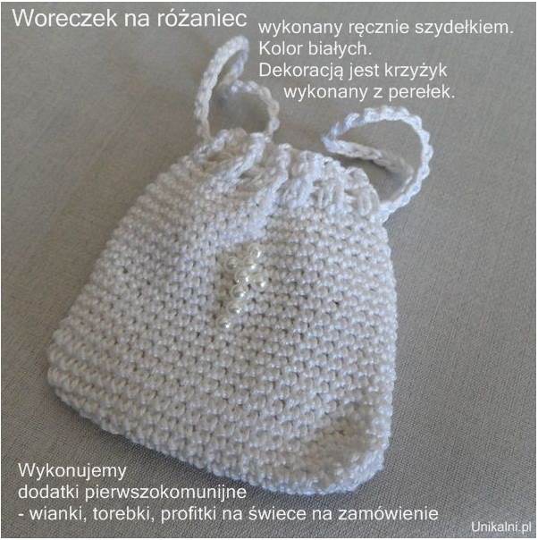 woreczek na rozaniec torebka do sukienki alby pierwsza komunia recznie robione pamiatki