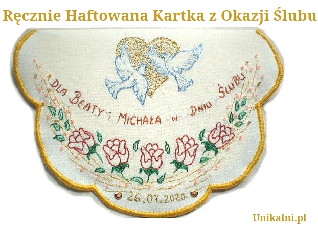 kartka recznie haftowana slub rocznica unikalni pl