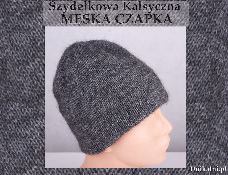czapka meska klasyczna szara na szydelku unikalni pl