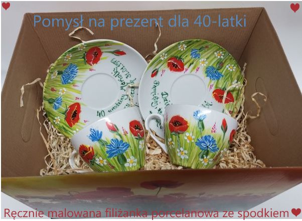 Filizanka porcelanowa ze spodkiem recznie malowana unikalni pl